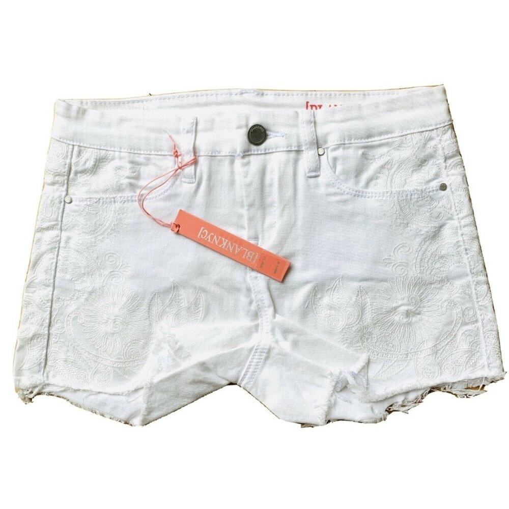 BLANK NYC Cotton Embroidered Jean Shorts White Girl’s Size 8 NWT